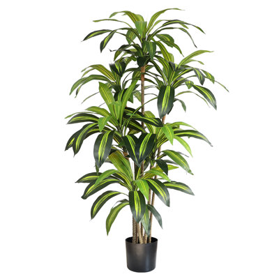 Arbre 59 po Dracaena artificiel avec pot pour l'intérieur et l'extérieur