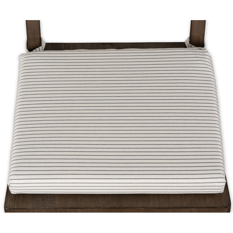 Birch Lane Navigator Seafoam 2" Striped Dining Chair Seat Pad with Ties, Gray/Cream