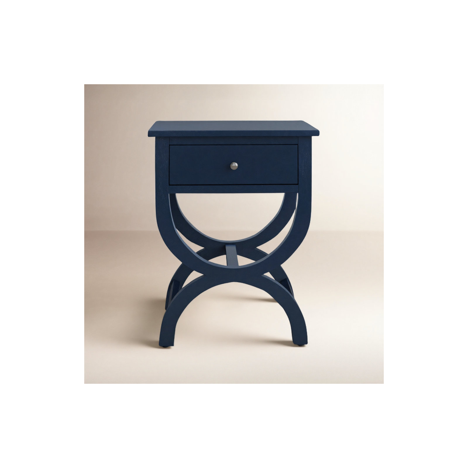 Floris End Table With Storage, Navy