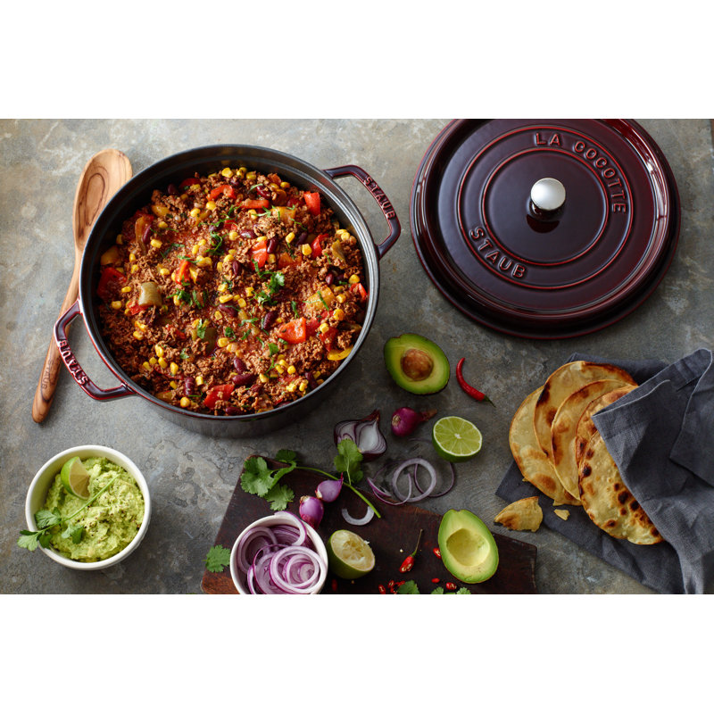 STAUB Round Cast Iron Cocotte, Grenadine, 24cm