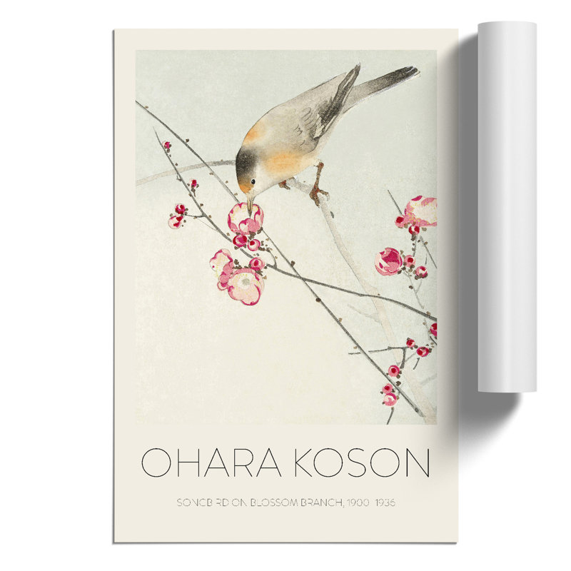 Songbird On A Blossom Branch by Ohara Koson - No Frame Print, 42cm H x 30cm W x 0.1cm D