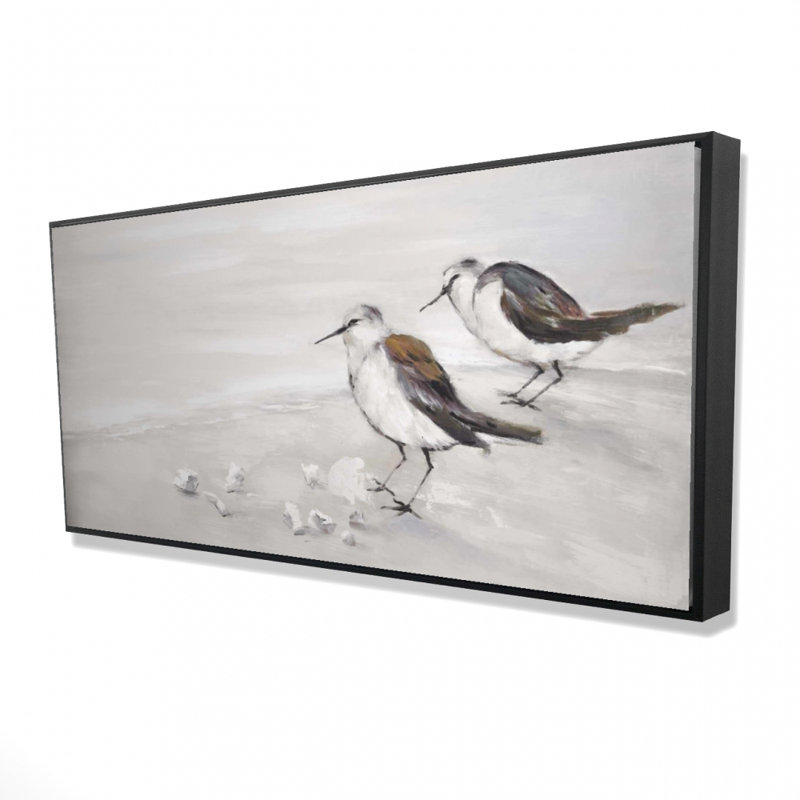 Two sandpipiers birds - 24"x48" Framed canvas
