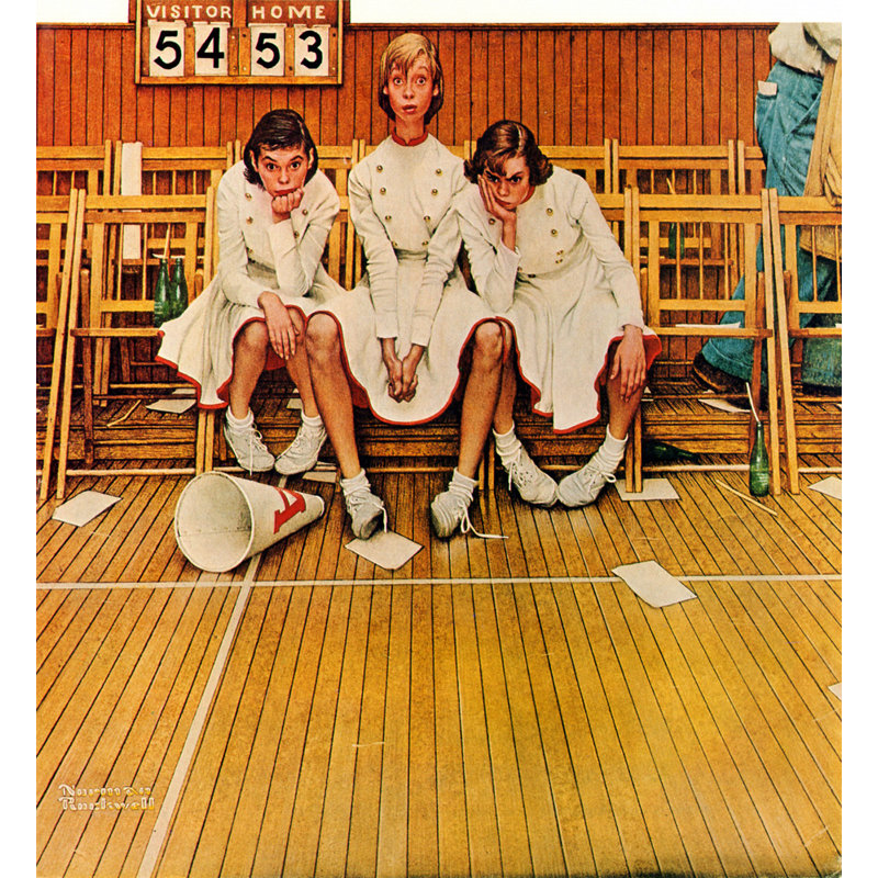 Toile tendue «Cheerleaders» par Norman Rockwell, H 40 po x l 28 po
