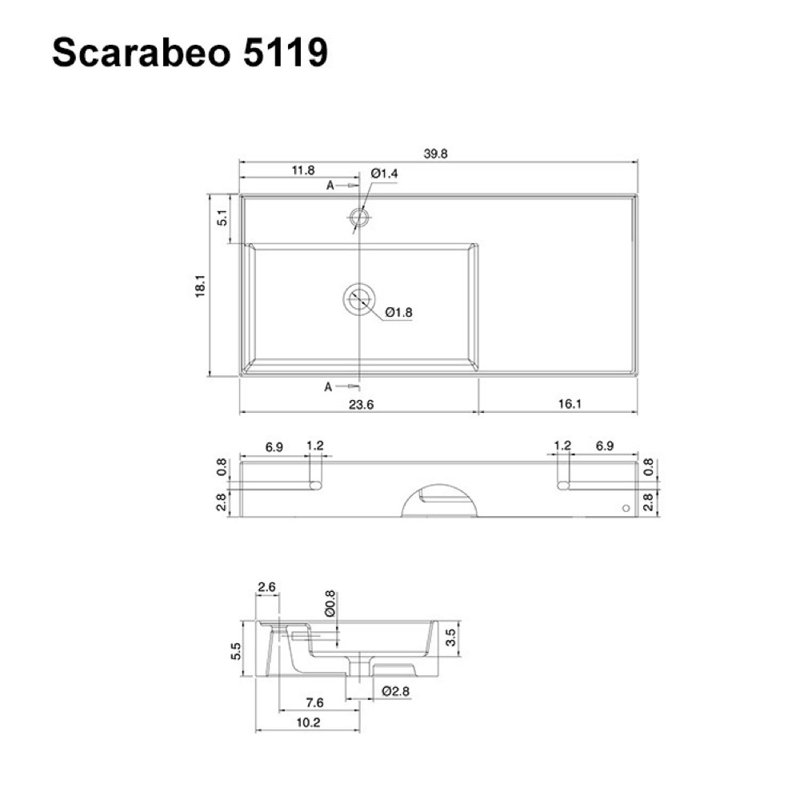 Scarabeo By Nameeks 18.1'' Glossy White Ceramic Rectangular Bathroom Sink with Overflow, One Hole
