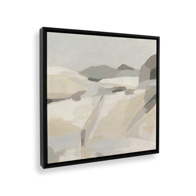 Reproduction de paysage discret II, H 12,75 po x l 12,75 po x P 1,75 po, Cadre flottant noir satiné, 1