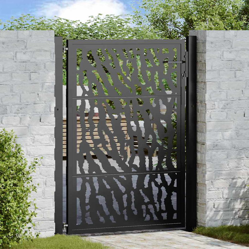 Barrière de jardin en acier vidaXL noir 105 x 130 cm, 39,4 po x 49,2 po, Noir