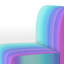 Fauteuil de chambre rembourré à motif bleu et mauve à rayures