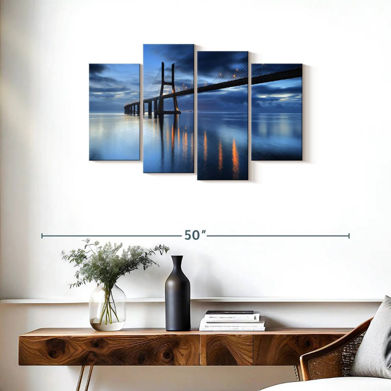 Lilie Vasco Da Gama Bridge la nuit, H 22 po x l 36 po