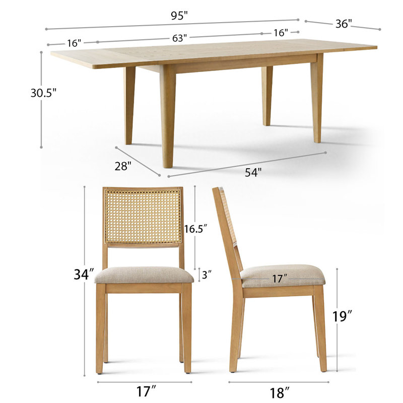 7-Piece Extendable Wood Dining Set for 6