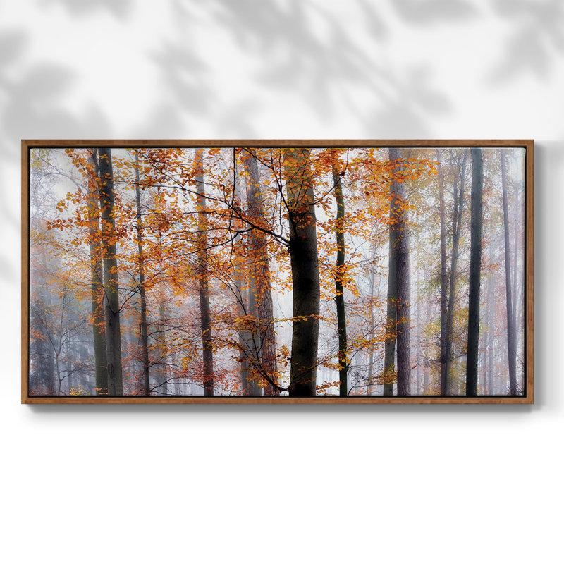 Perdus dans la forêt - Toile tendue avec châssis encadré - Prêt à être accroché, H 25 po x l 49 po, Noyer