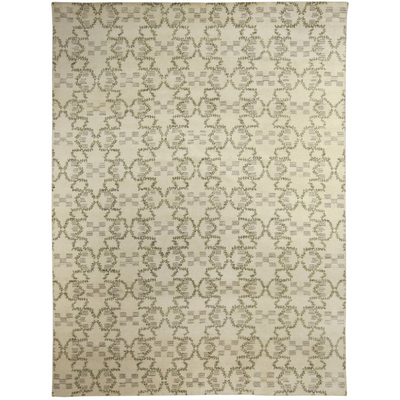 Tapis moderne ivoire / vert / gris 9 pi x 12 pi Modern