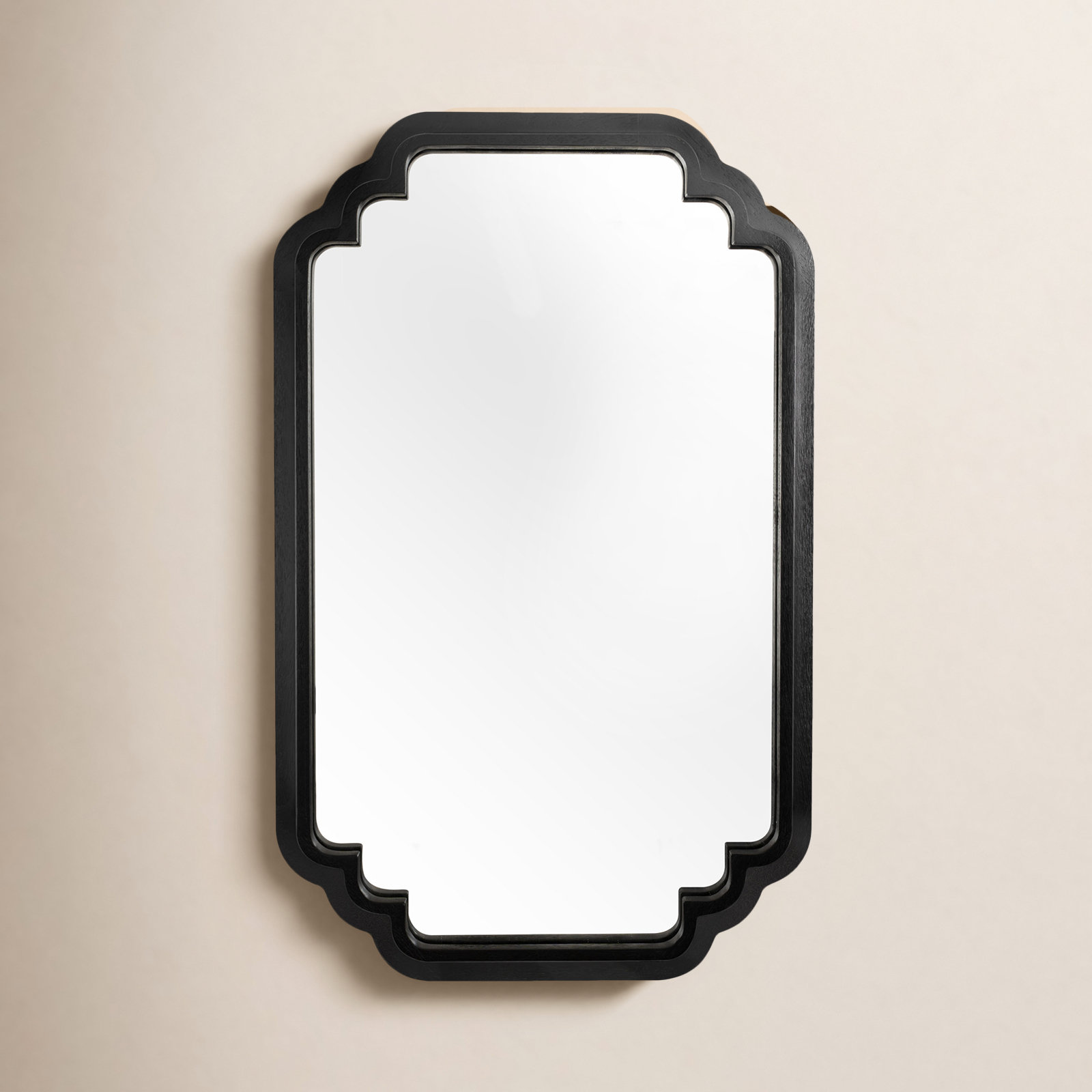 Veliko Solid Wood Accent Wall Mirror, Black