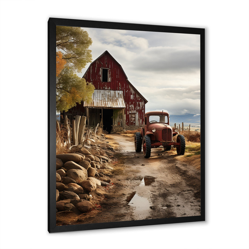 Treneice " Barns Rustic Charm VII ", 20" H x 12" W x 1" D, Black Picture Framed