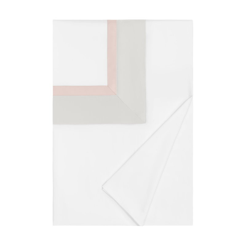 Borders Duvet Cover, Twin, White/Lt Pink/Pebble
