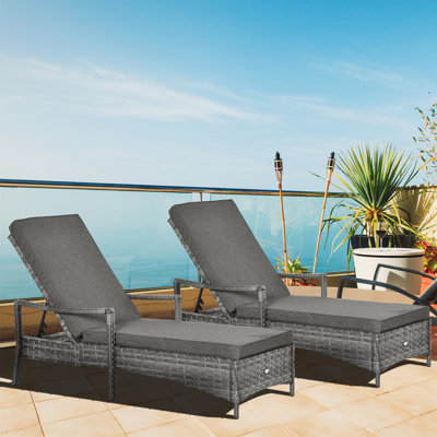 Gardenchair 195cm Long Reclining Single Chaise with Cushions