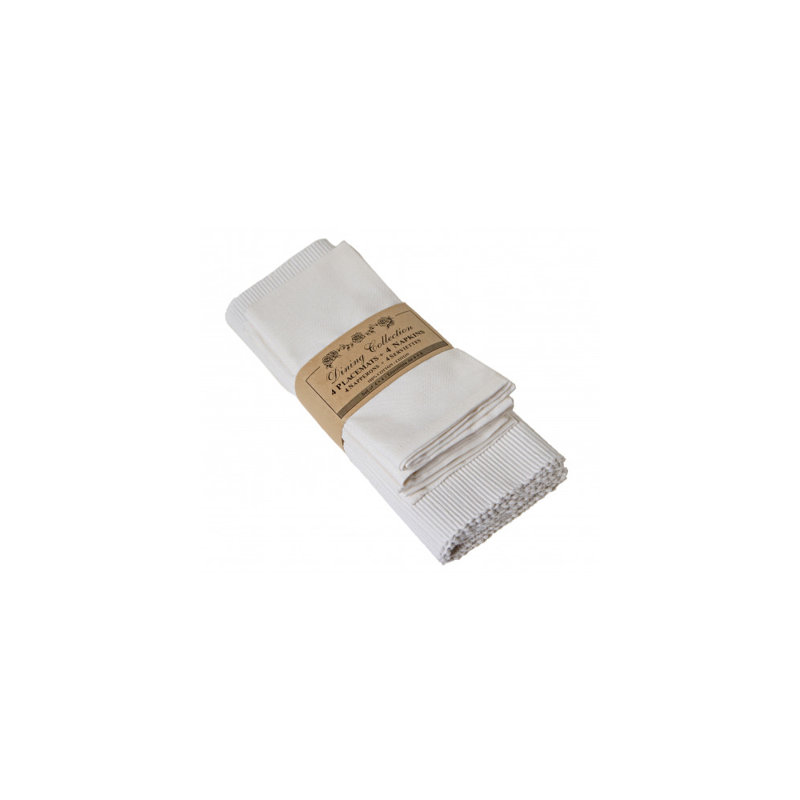 Cotton Rectangle Placemat And Napkin Set, White