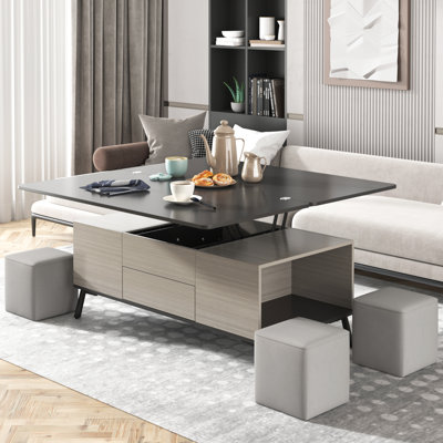 Table basse extensible avec 4 pieds et repose-pieds Chrishay