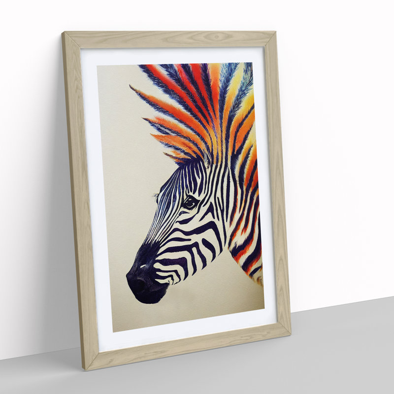 Punk Zebra - Framed Print, 34cm H x 25cm W, Oak