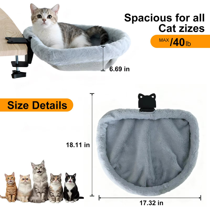 Cat Desk Bed Hammock One-Click Foldable Semi-Circular