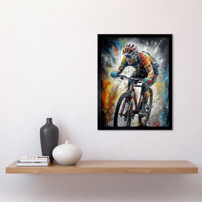 Ashong Bike Rider Racing Paint Splat Sport Bicycle Race - Single Picture Frame Print