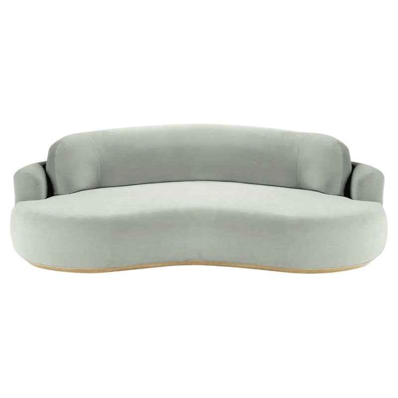 Canapé Nless, Velours vert, H 31 po x l 95 po x P 52 po, Naturel