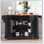 56 Inch Rustic Rolling Kitchen Island with Drop Leaf, Power Outlet, and Ample Storage on Wheels