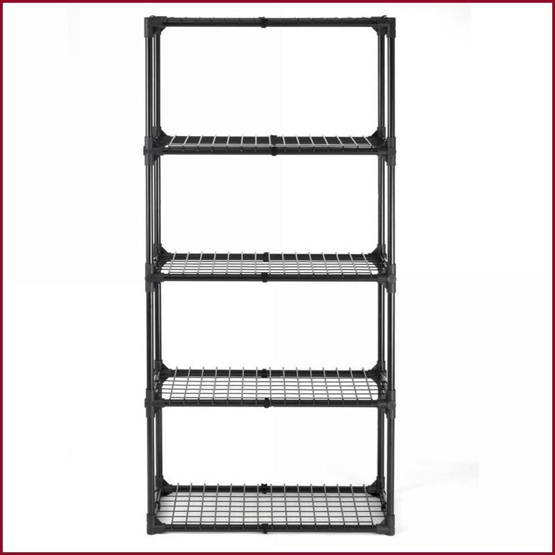 Support de rangement en fil métallique à 5 tablettes, capacité robuste de 550 lb, assemblage facile | Noir | Acier