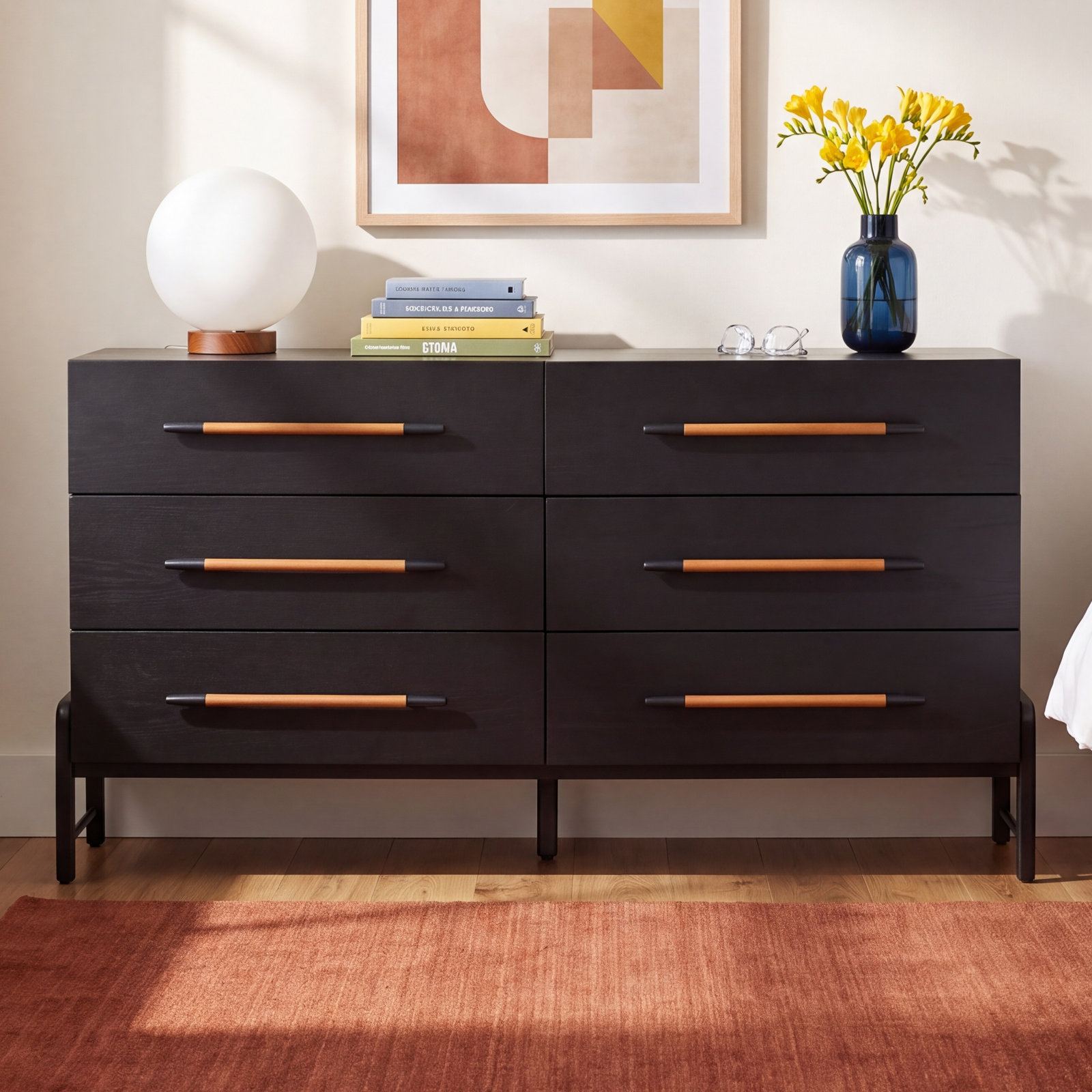 Karsten 63" Oak Double Dresser, Ebony Oak