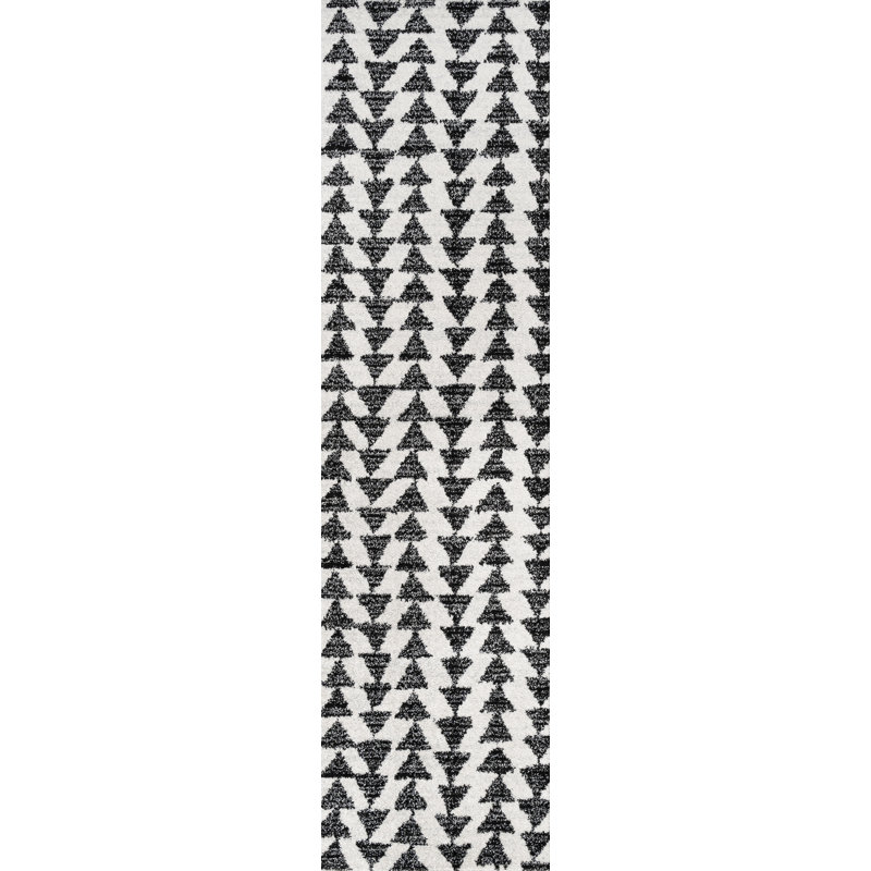 Tapis crème / noir Farnham, Tapis de couloir 2 pi 2 po x 8 pi