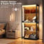 Vitrine avec tablettes en verre, tablette à 4 niveaux avec lumières DEL, vitrine en verre avec tablettes amovibles, vitrine pour objets de collection, blanc-915743459