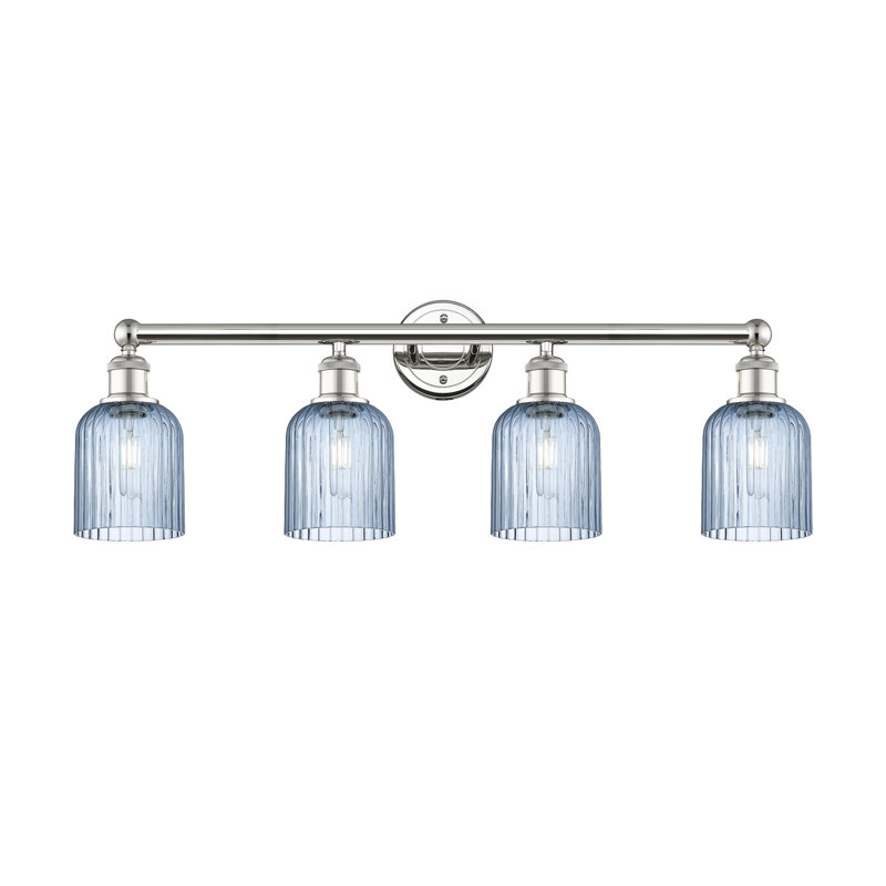 Fiennes 4 - Light Dimmable Vanity Light, Polished Nickel, Blue