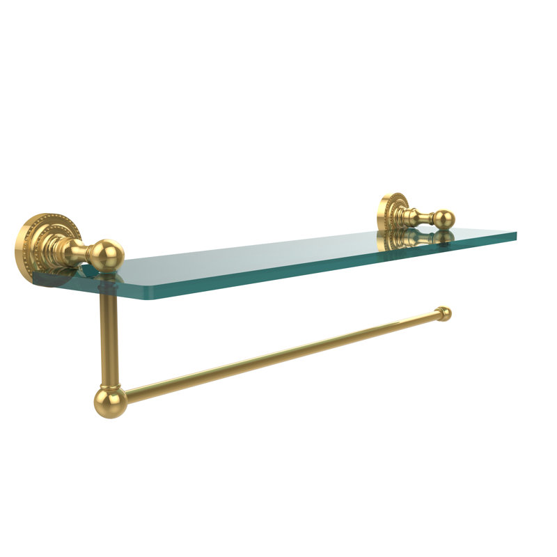 Marchmont Bracket Shelf with Towel Bar, Polished Brass