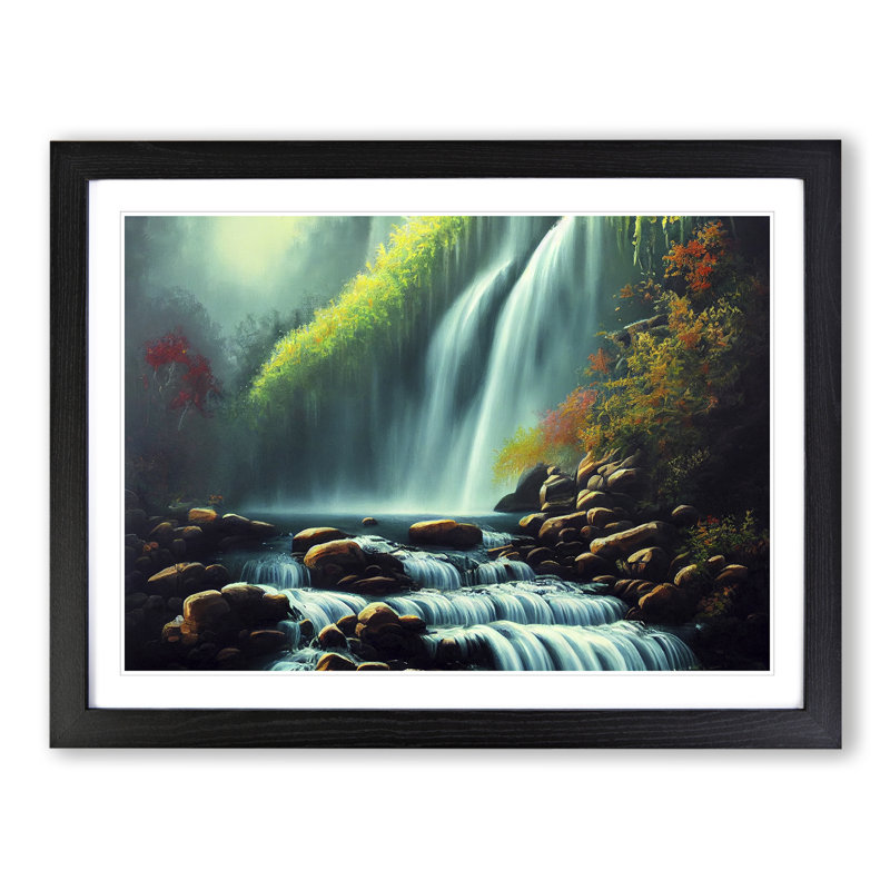 Fearless Waterfall - Single Picture Frame Painting, Black, 46cm H x 64cm W x 2cm D