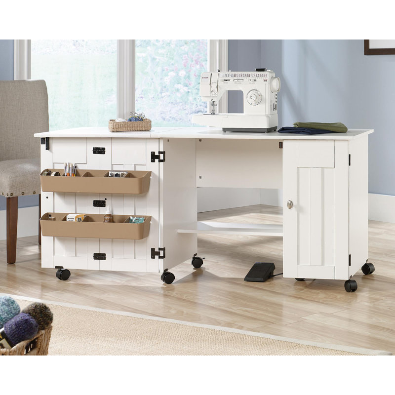 Jaason 158cm x 49.4cm Foldable Craft Table with Sewing Machine Platform and Wheels