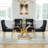 Modern Glass Dining Table Set For 4, 50" Rectangular Tempered Glass Dining Table With Velvet Upholstered Seats-116067005-116067011