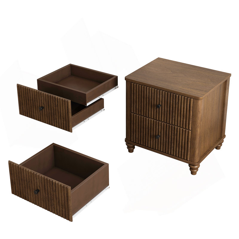 Bedroom set, 3 Pieces : Bed, 2 Nightstands, Walnut, King