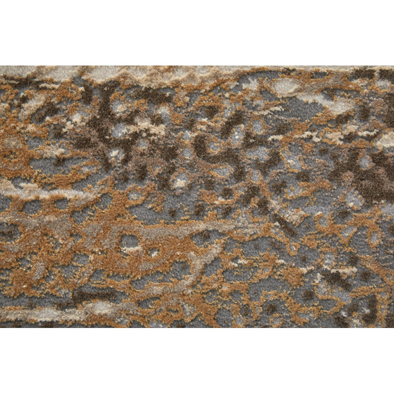 Addolorato Abstract Machine Woven Ivory Area Rug, Rectangle 3'9" x 5'7"
