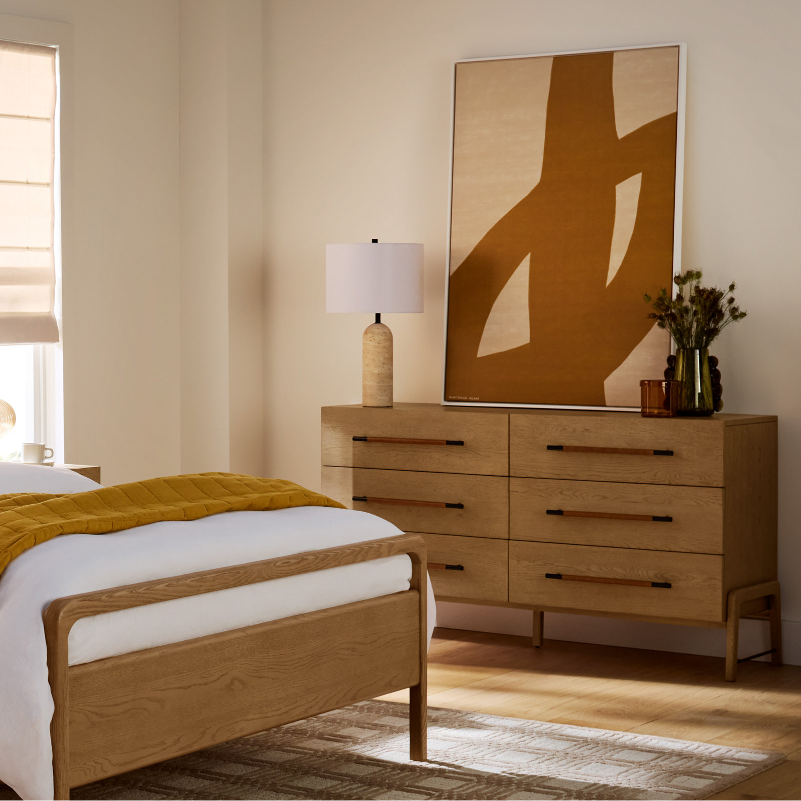 Karsten 6 Drawer 62.5" W Double Dresser, Amber Oak