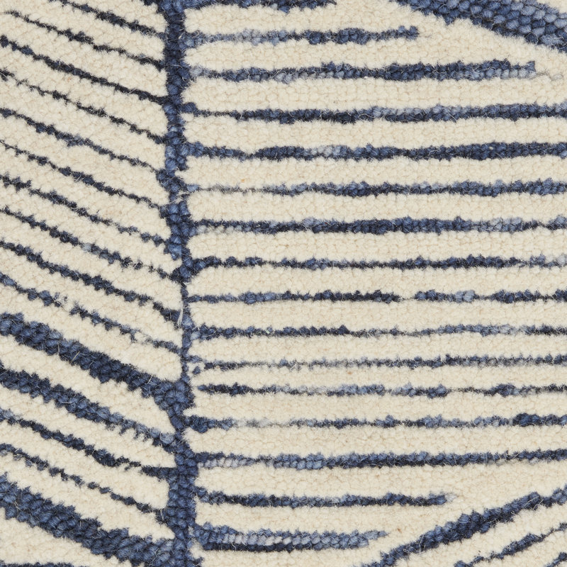 Beva Geometric Handmade White/Blue Area Rug, Runner 69 x 229cm