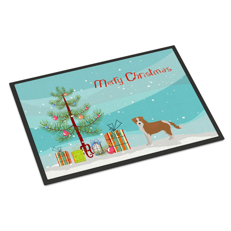 Arbre de noël 36 po x 24 po tapis de porte extérieur antidérapant Lopiccolo, Kromfohrländer
