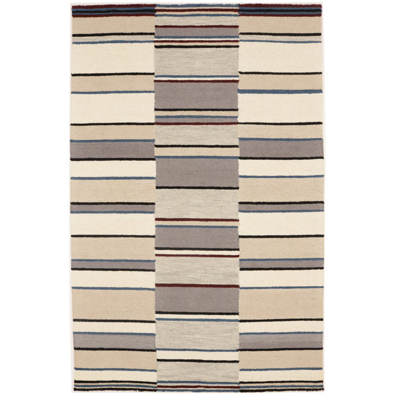 Tapis rectangulaire en laine touffeté à la main multicolore