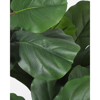 Lifelike & Maintenance-Free - Artificial Fiddle Leaf Fig Tree, 5ft Tall Indoor Faux Plant with 63 Realistic Leaves - Large Potted Greenery for Home, Living Room, 150cm 63 leaves