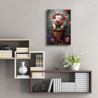 Adorable Piglet' by MomArtAcrylic Glass Wall Art