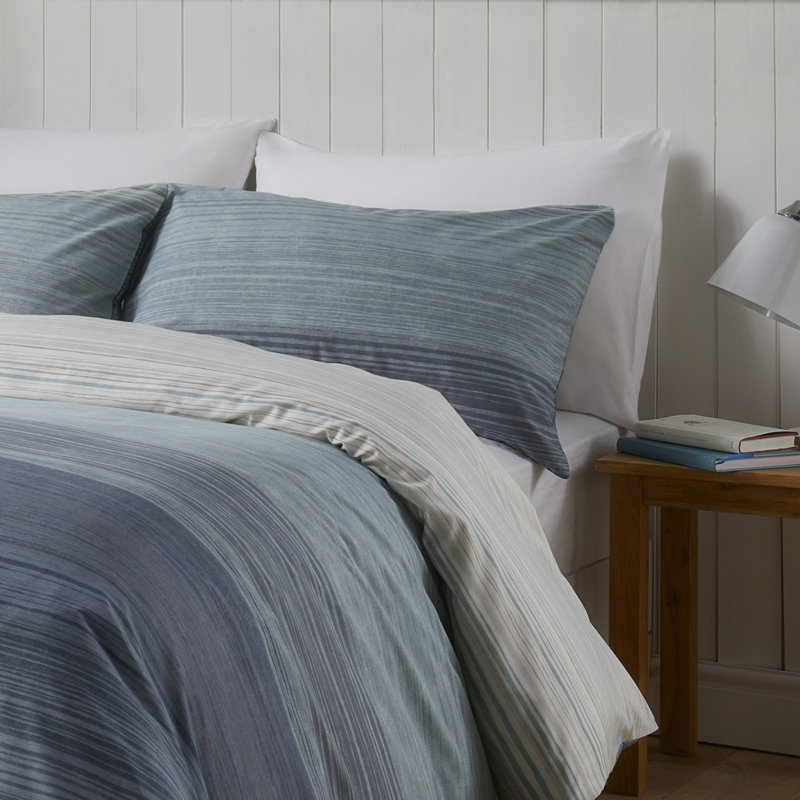 Fairhaven Polyester Striped Duvet Cover Set with Pillowcases Included, Single - 1 Standard Pillowcase, Blue