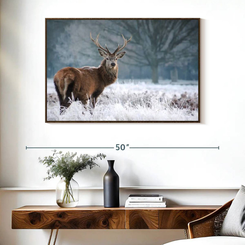 Cerf Stare, Cadre flottant noyer, 40 po x 27 po