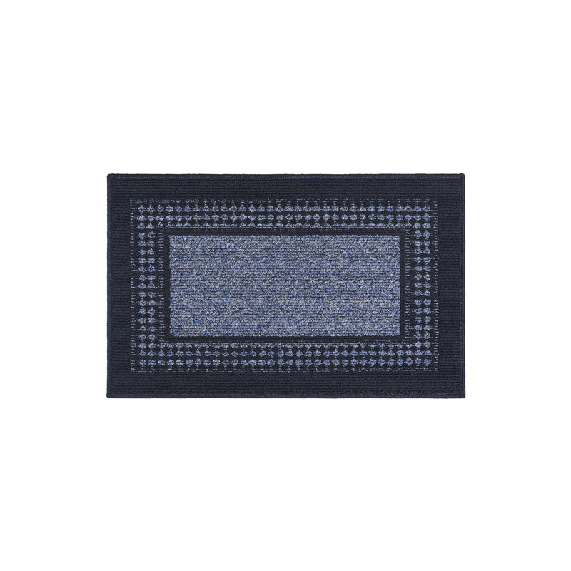 Machine Washable Non-skid Kitchen Mat, Blue, Rectangle 1'8" x 2'8"