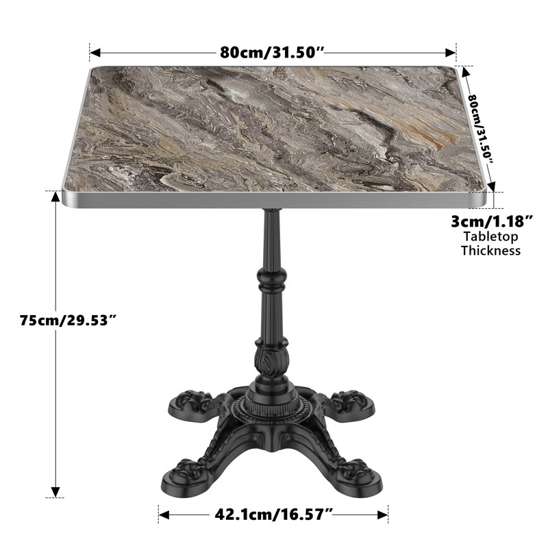 Tables de patio robustes, marbre fritté 31,5 po, salle à manger moderne