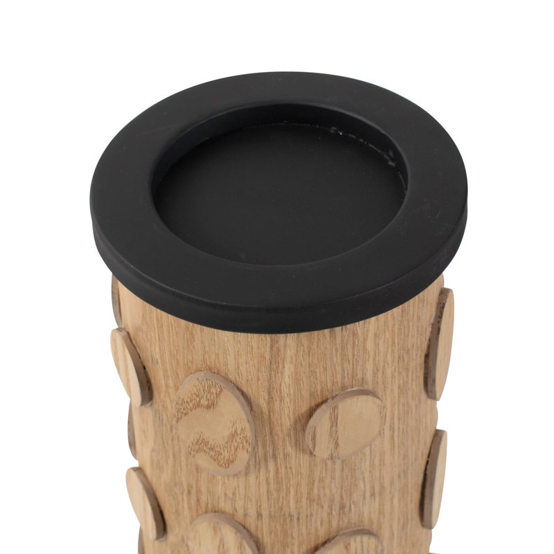 Robin Baron Winfield Wooden Candle Holder- Medium, 9" H x 4" W x 4" D