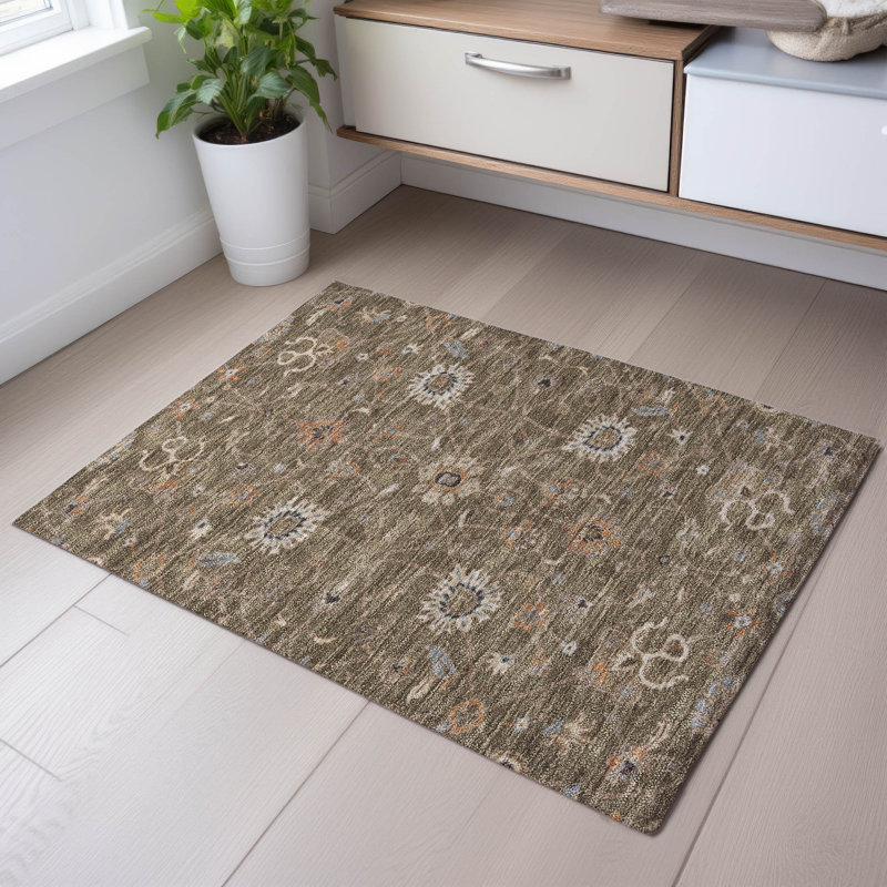 Premium Machine Washable Ducote AMF1137 Global Rug, Rectangle 1'8" x 2'6"