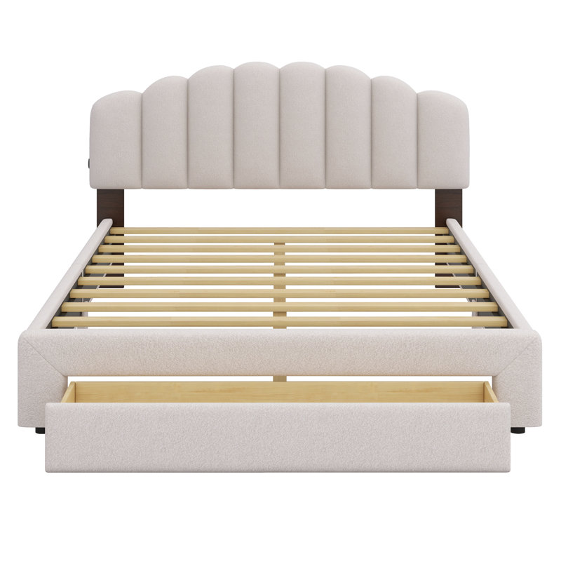 Kaura Upholstered Platform Storage Bed, Beige